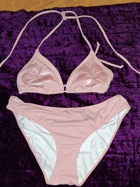 PINK Victoria's Secret Pink Bikini Hibiscus Swimsuit Bathing Suit Sz. M & L